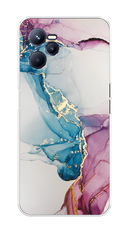 

Чехол на Realme C35 "Розовые разводы рисунок", Синий;розовый;золотистый, 259250-3