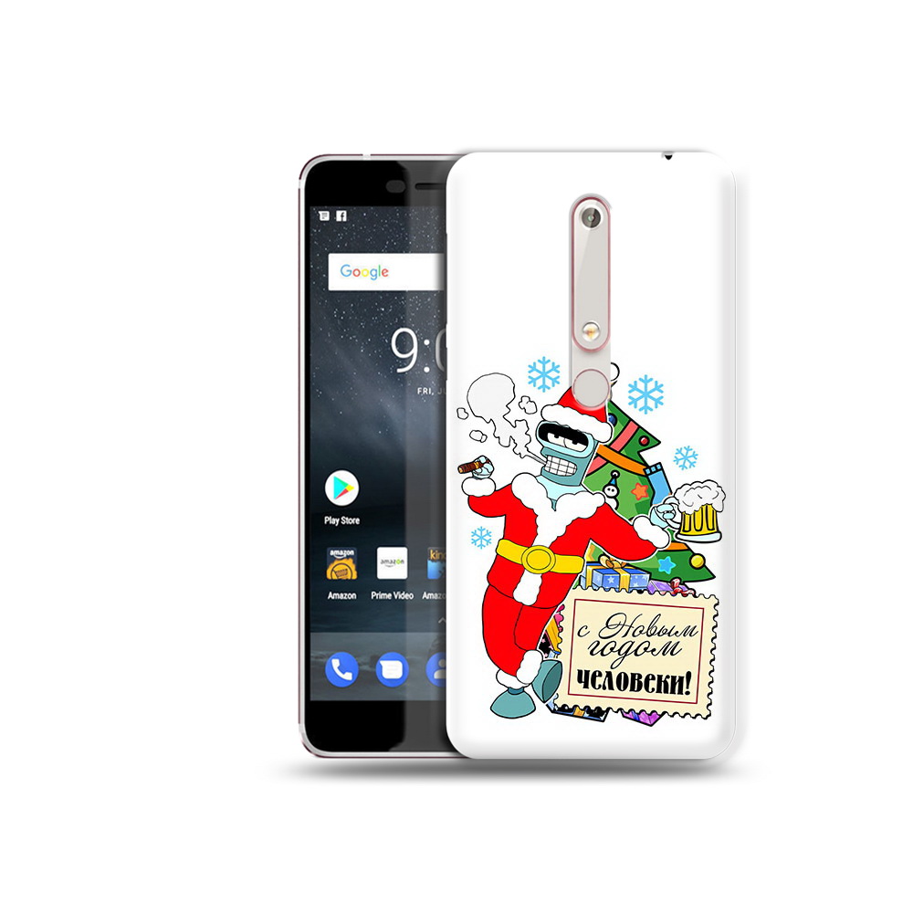

Чехол MyPads Tocco для Nokia 6 С новым годом человеки, Прозрачный, Tocco