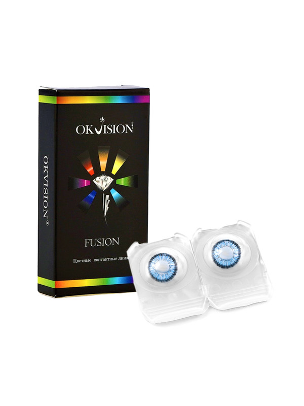 Купить Цветные контактные линзы OKVision Fusion 2 линзы R 8.6 -4.50 Blue 2