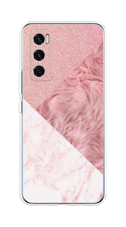 

Чехол на Vivo V20 SE "Текстурные треугольники", Розовый;белый, 263550-1