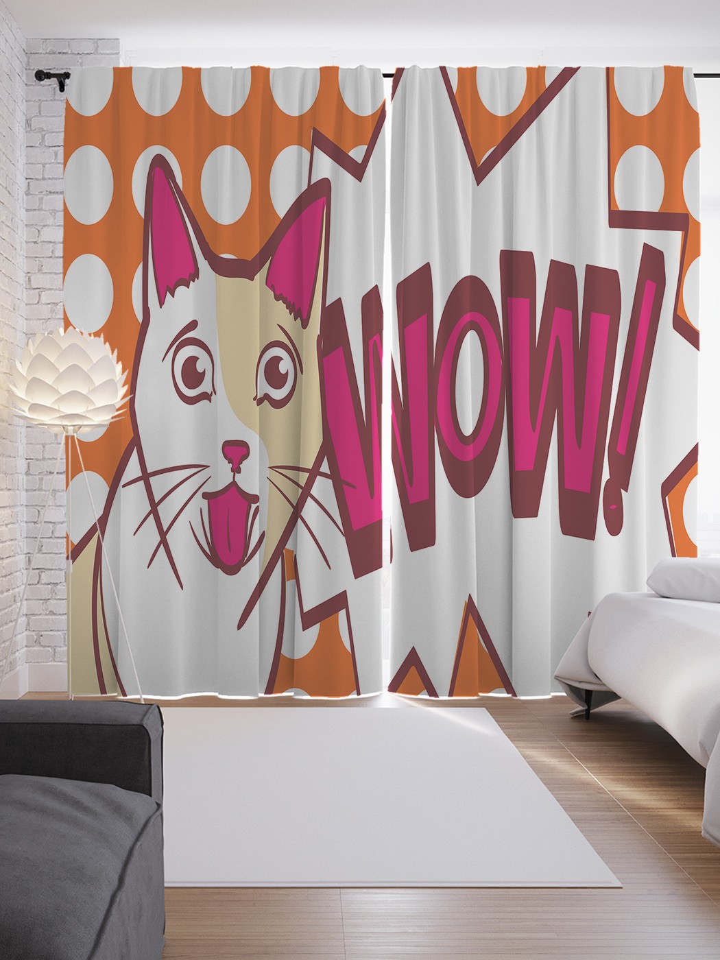 

Шторы с фотопечатью JoyArty "Удивленный кот" из сатена, 290х265 см, Удивленный кот