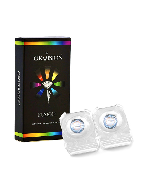 Купить Цветные контактные линзы OKVision Fusion 2 линзы R 8.6 -4.00 Blue 3, голубые