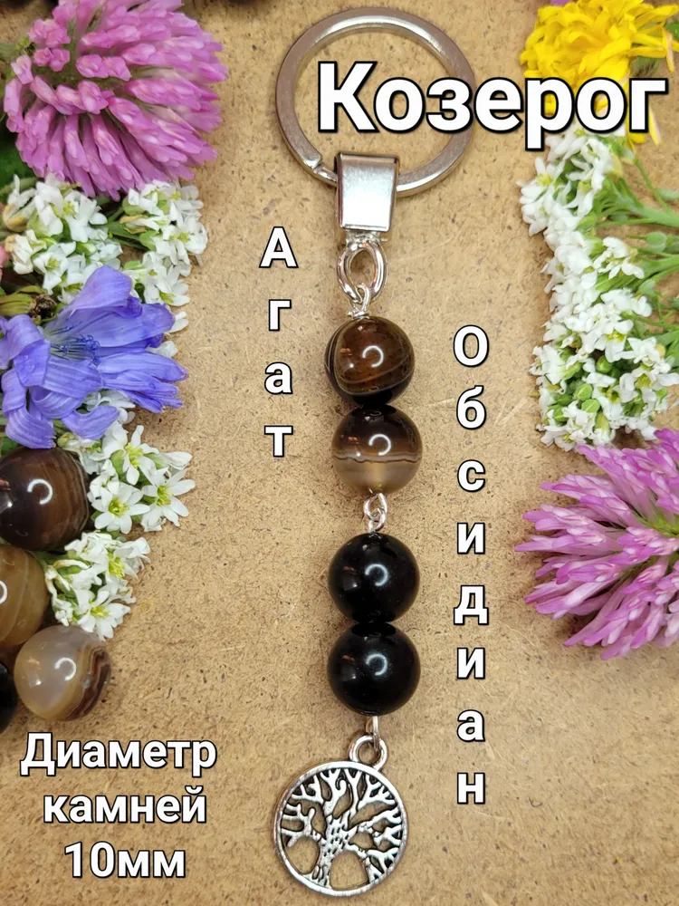 

Брелок унисекс Temerdash 4 камня козерог, Коричневый;черный, 4 камня