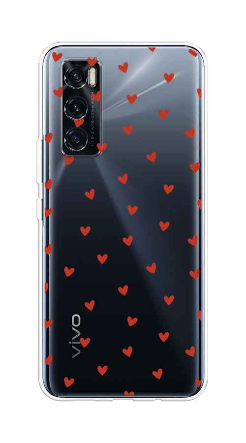 

Чехол на Vivo V20 SE "Red hearts", Красный;прозрачный, 263550-1