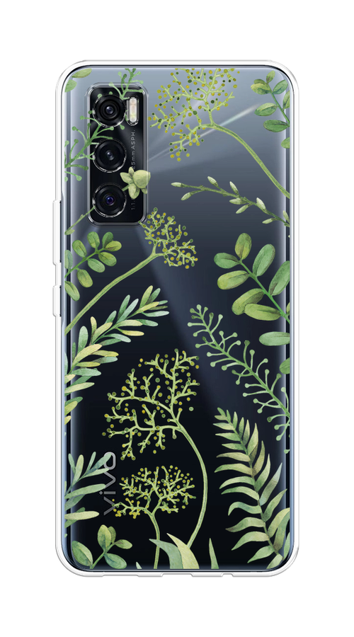 

Чехол на Vivo V20 SE "Green Leaves", Зеленый;прозрачный, 263550-1