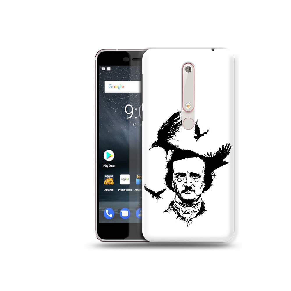 

Чехол MyPads Tocco для Nokia 6 Эдгар Аллан черно белый, Прозрачный, Tocco