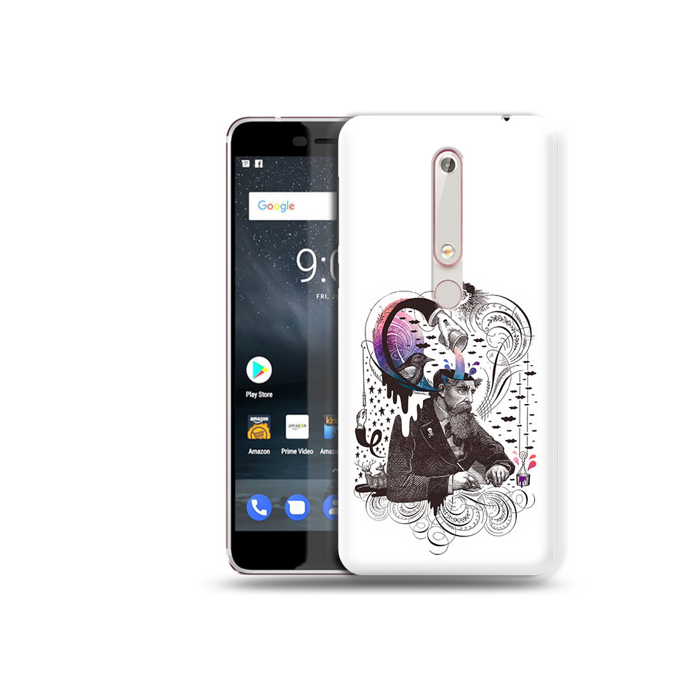 

Чехол MyPads Tocco для Nokia 6 абстракция думающий мужчина, Прозрачный, Tocco