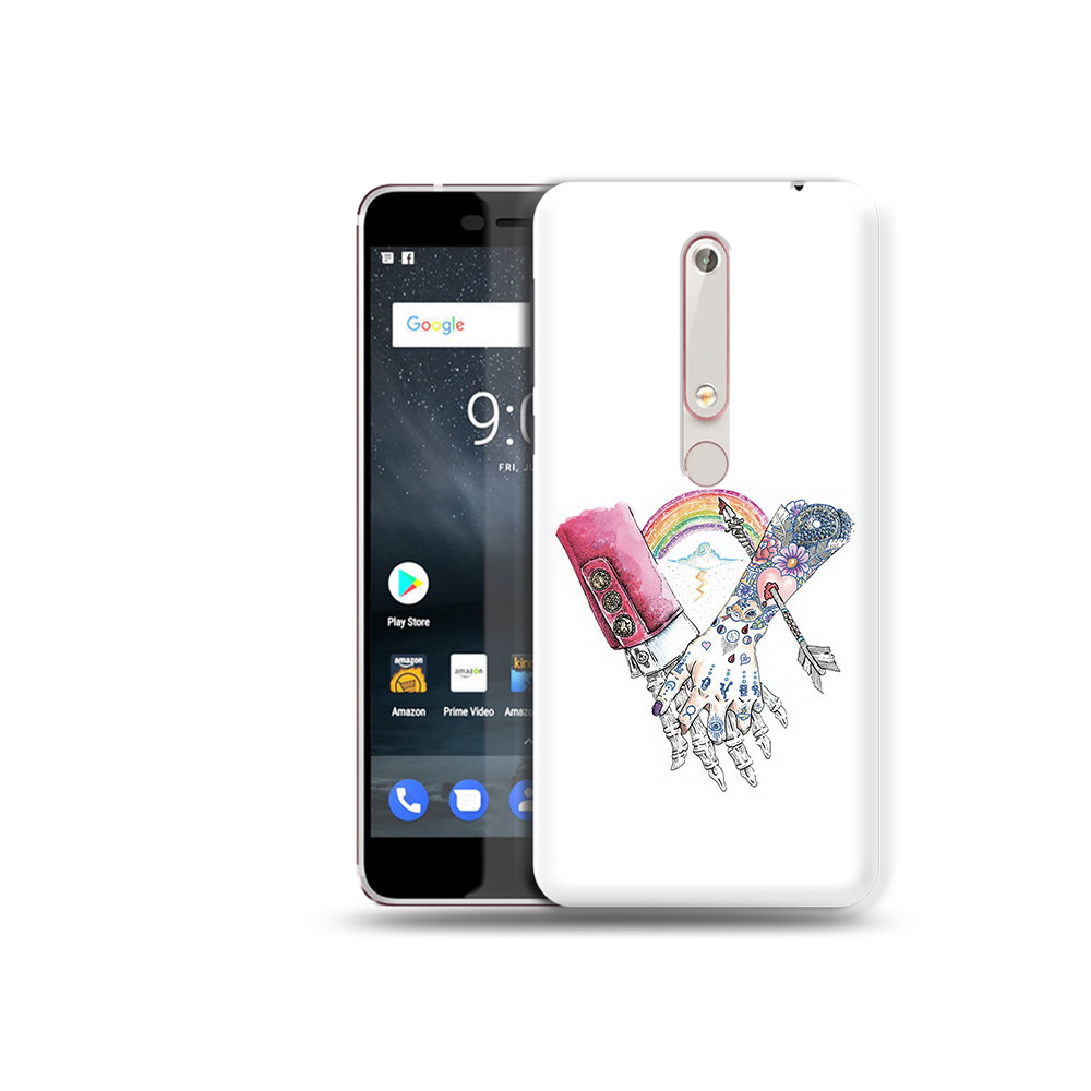 

Чехол MyPads Tocco для Nokia 6 абстракция руки в татуировках, Прозрачный, Tocco
