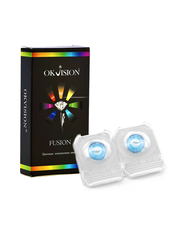 Купить Цветные контактные линзы OKVision Fusion 2 линзы R 8.6 -1.50 Brilliant Blue