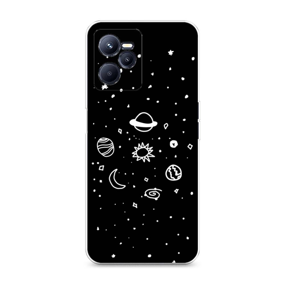 

Чехол на Realme C35 "Дудл солнечной системы", Бежевый;серый, 259250-2
