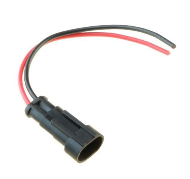 Разъем 2-х контактный штыревой с проводами сечением 0,5 кв.мм, длина 120 мм