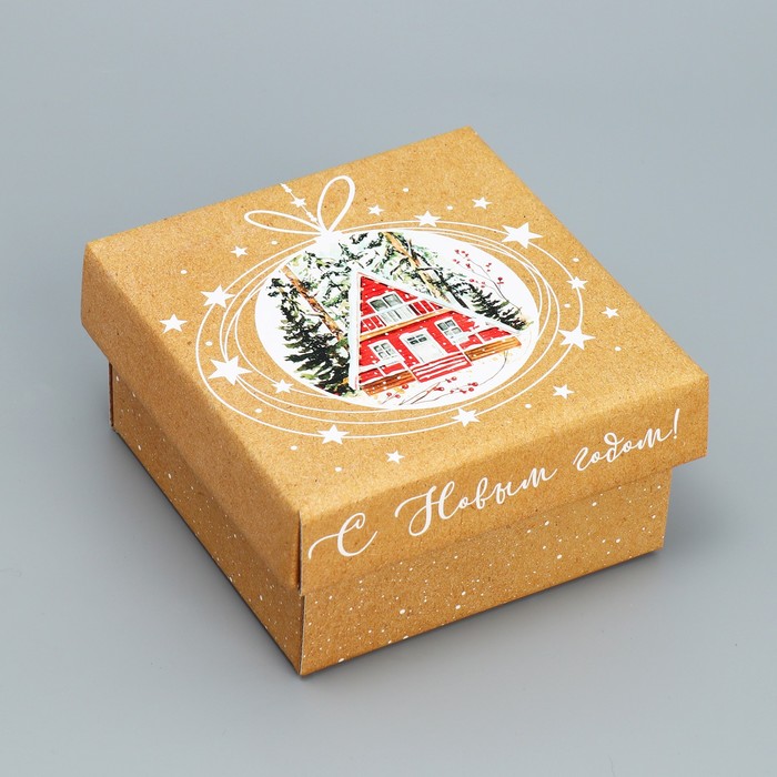 

Коробка складная Дарите Счастье Уютный Новый Год, 12x12x6.5 см, Белый;коричневый;красный