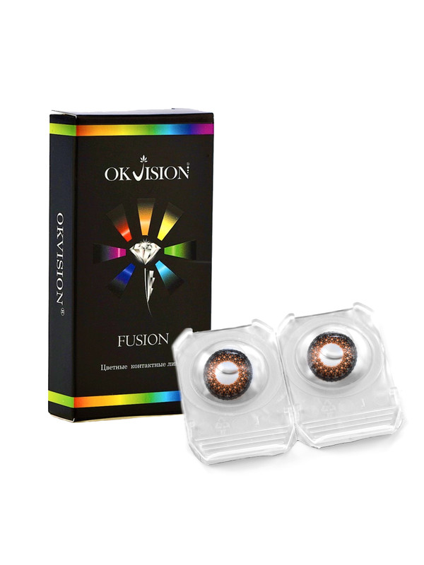 Купить Цветные контактные линзы OKVision Fusion 2 линзы R 8.6 -1.00 Brown 2