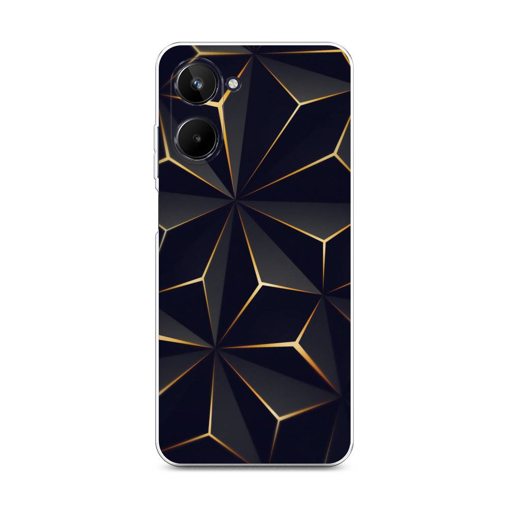 

Чехол на Realme 10 4G "Черные полигоны", Золотистый;черный, 2512150-3