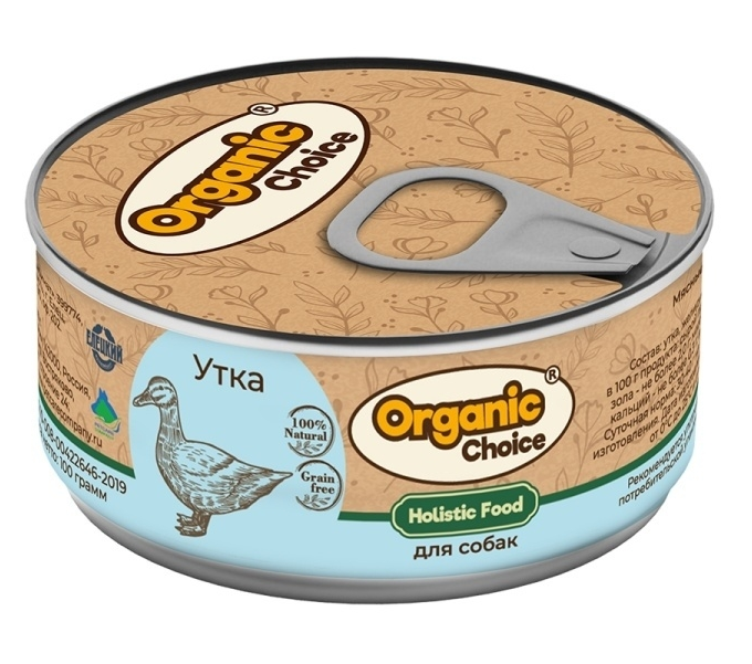 фото Консервы для собак organic сhoice 100 г, 100 % утка