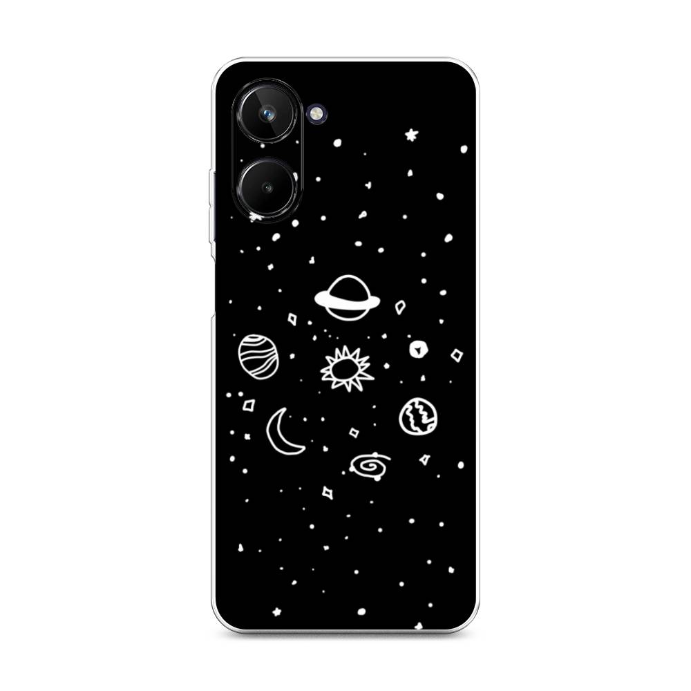 

Чехол на Realme 10 4G "Дудл солнечной системы", Бежевый;серый, 2512150-2