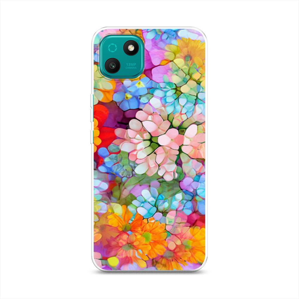 

Чехол на Wiko T10 "Цветы витраж", Оранжевый;розовый;голубой, 3400250-3