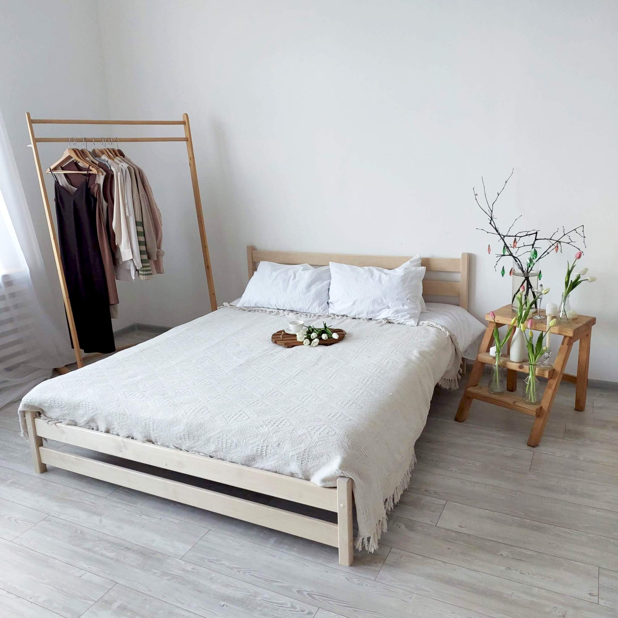 Кровать двуспальная Mi-Gusta Elias, 200х140 см, из массива берёзы, без покраски