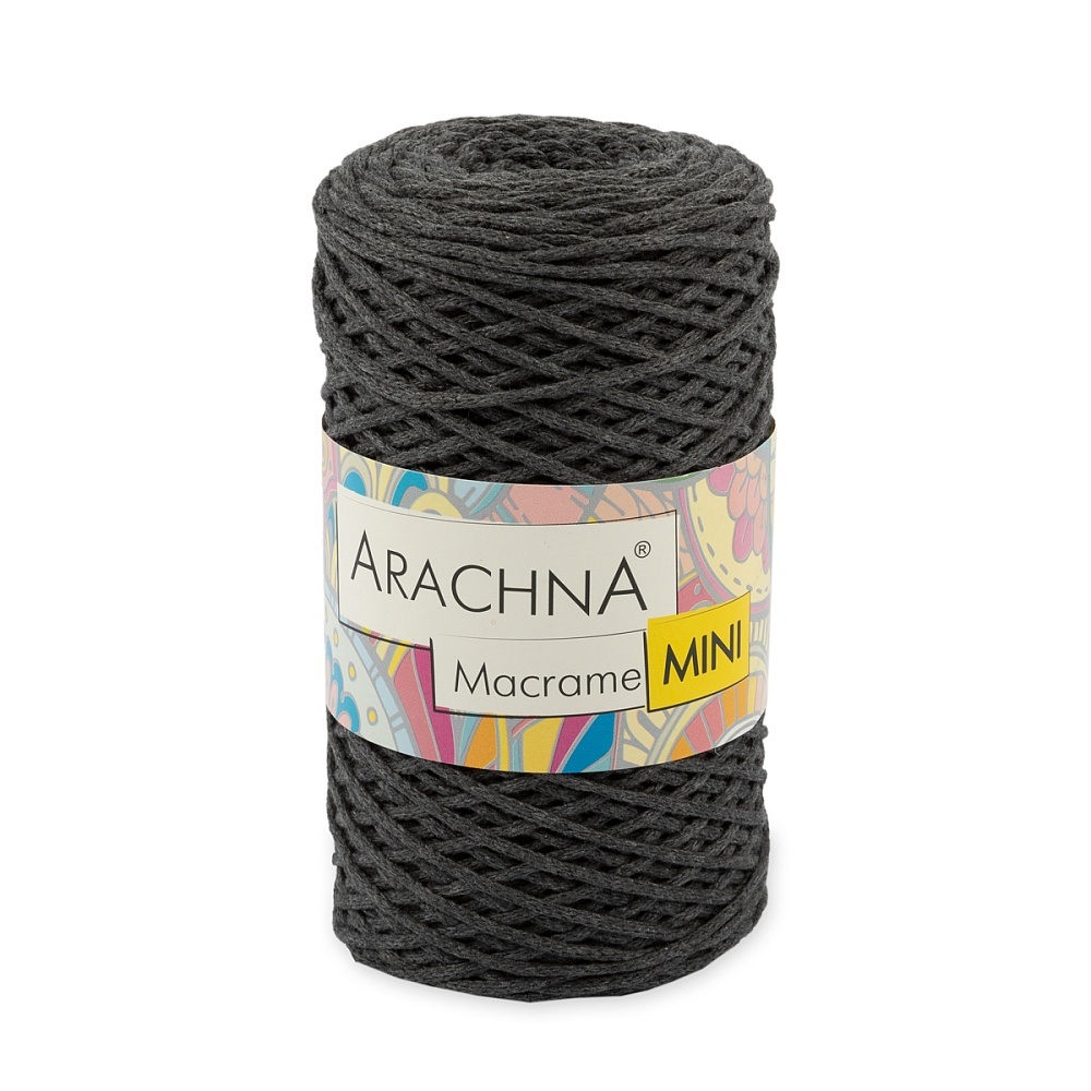 

ARACHNA Macrame Mini, хлопок, полиэстер, 4х250 г, 200 м, цвет 43 темно-серый