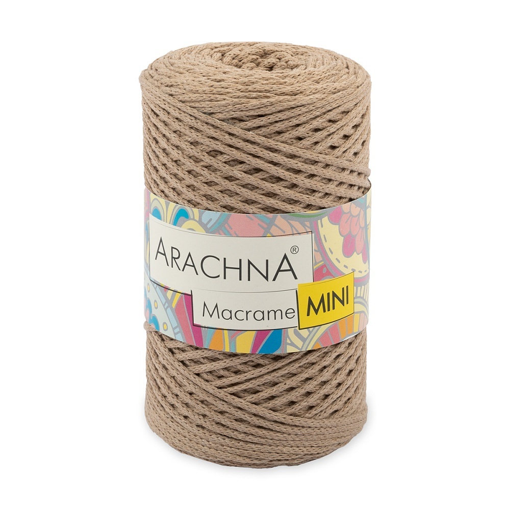 

ARACHNA Macrame Mini, хлопок, полиэстер, 4х250 г, 200 м, цвет 44 бежевый