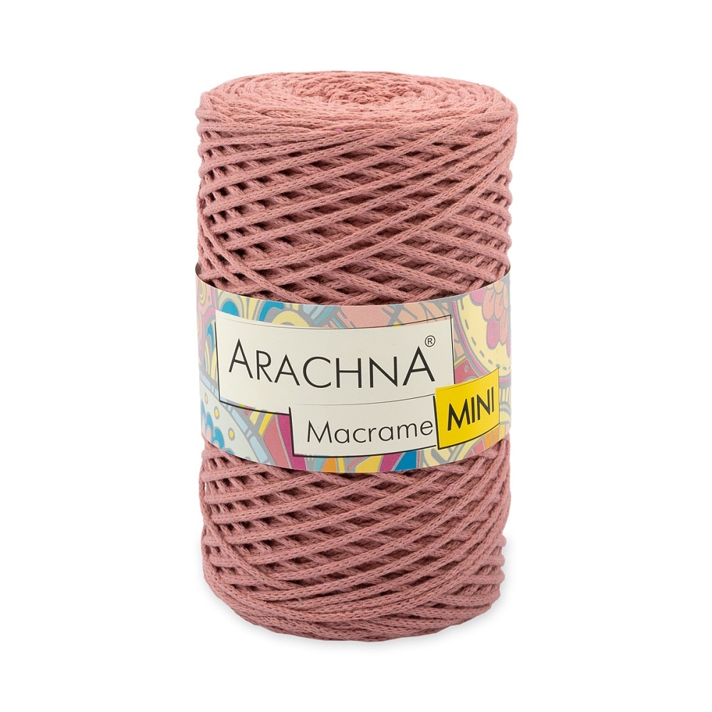 

ARACHNA Macrame Mini, хлопок, полиэстер, 4х250 г, 200 м, цвет 46 античная роза, Розовый