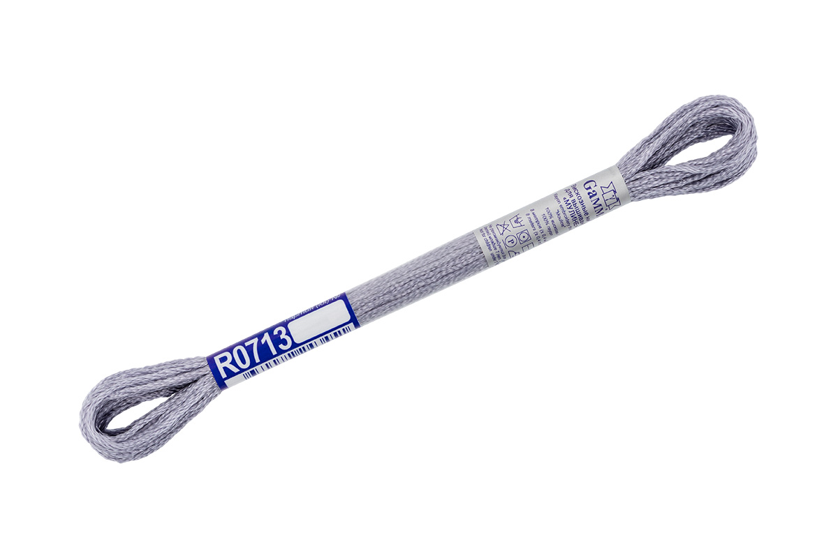 

Нитки Gamma мулине, 100% вискоза, 12х8 м, цвет R0713 серый