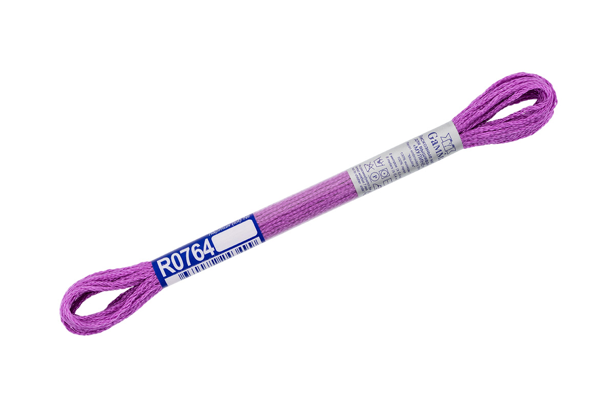 

Нитки Gamma мулине, 100% вискоза, 12х8 м, цвет R0764 сиреневый, Фиолетовый