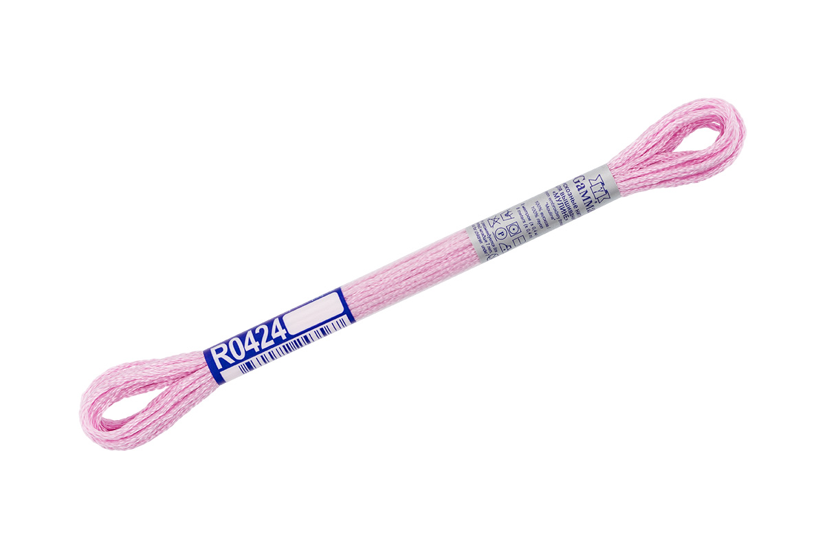 

Нитки Gamma мулине, 100% вискоза, 12х8 м, цвет R0424 розовый
