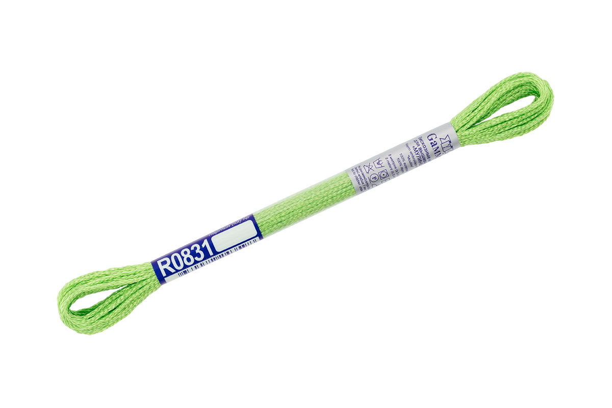 

Нитки Gamma мулине, 100% вискоза, 12х8 м, цвет R0831 зеленый