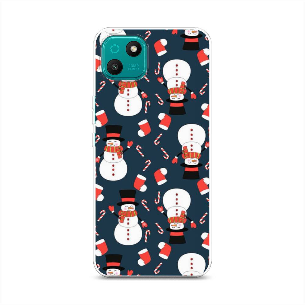 

Чехол на Wiko T10 "Синие снеговики", Синий;белый;красный, 3400250-5