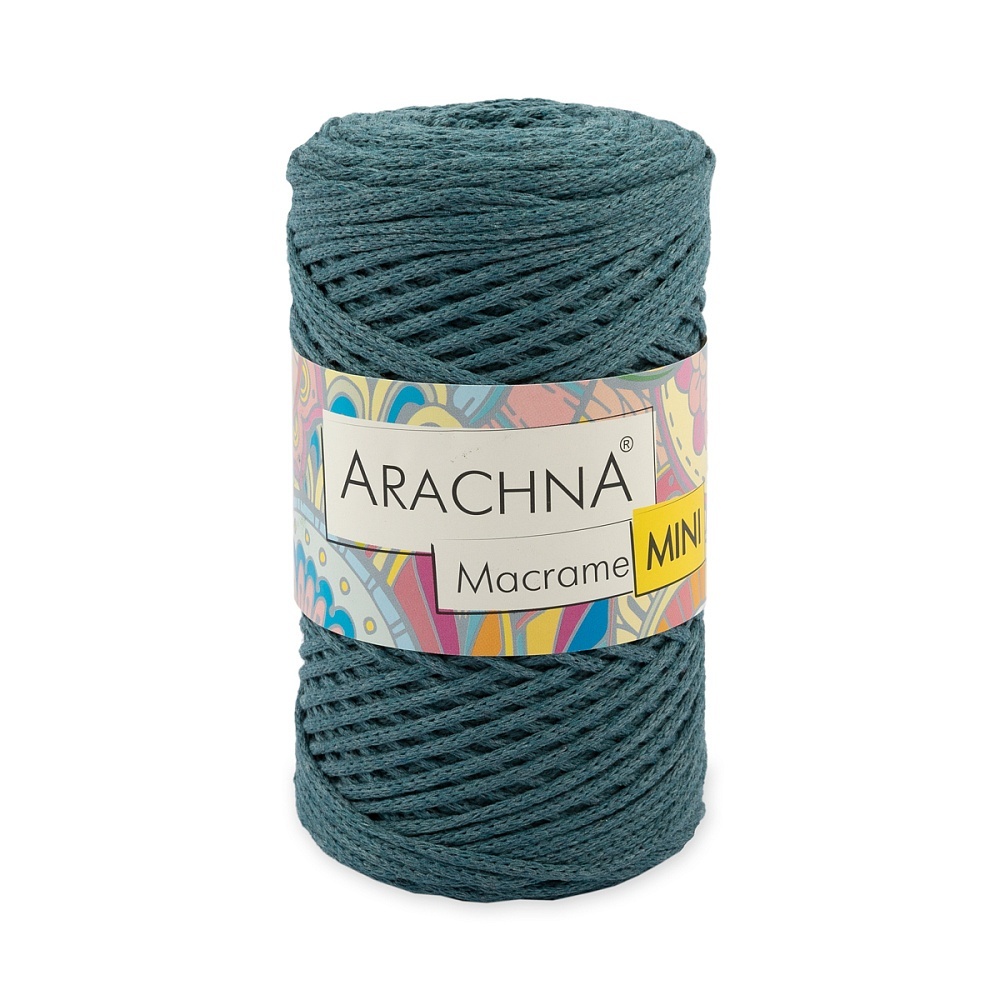 

ARACHNA Macrame Mini, хлопок, полиэстер, 4х250 г, 200 м, цвет 47 сине-зеленый, Синий