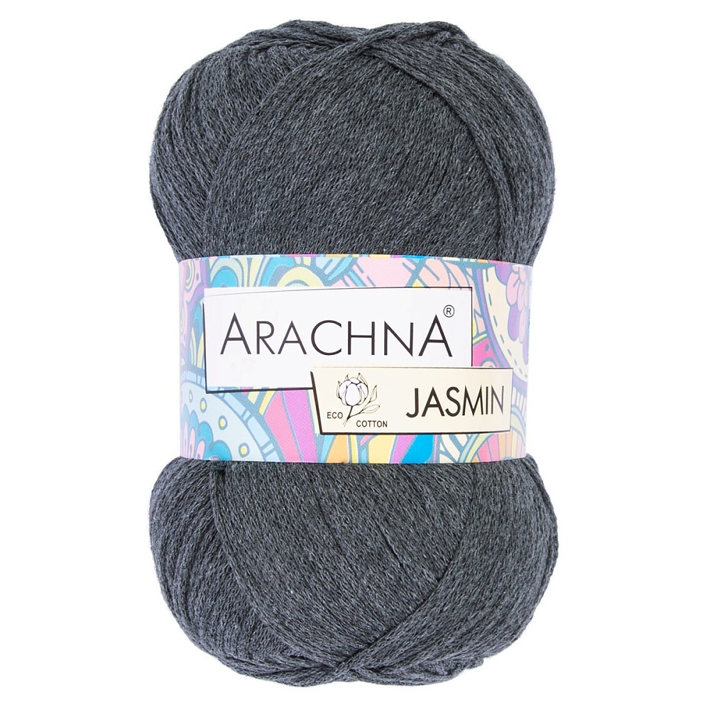 

ARACHNA Jasmin, хлопок, полиэстер, 5х100 г, 250 м, цвет 108 темно-серый