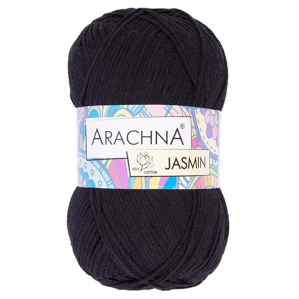 

ARACHNA Jasmin, хлопок, полиэстер, 5х100 г, 250 м, цвет 115 черный