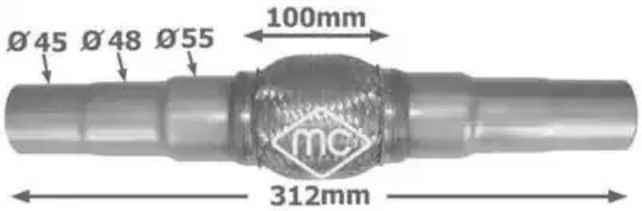 

Гофра Глушителя Универсальная L=312Mm(Гофра 100Mm) / D=45/48/55Mm