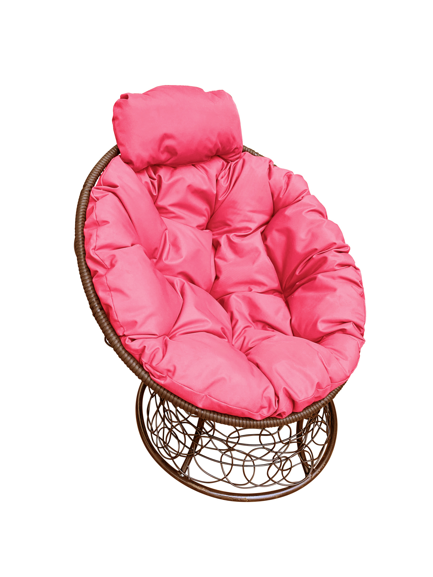 

Кресло садовое M-Group Папасан мини коричневое ротанг 12070208 розовая подушка, Коричневый, Папасан
