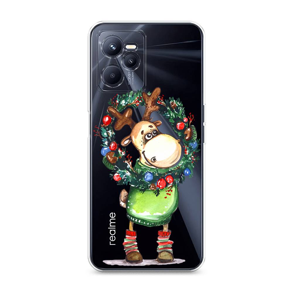 

Чехол на Realme C35 "Олень с новогодним венком", 259250-4