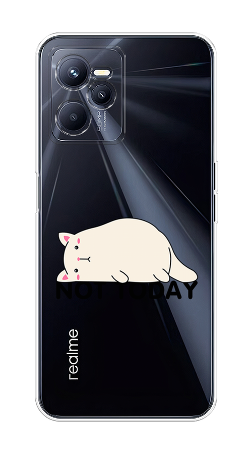 

Чехол на Realme C35 "Cat not today", Белый;розовый;черный, 259250-1