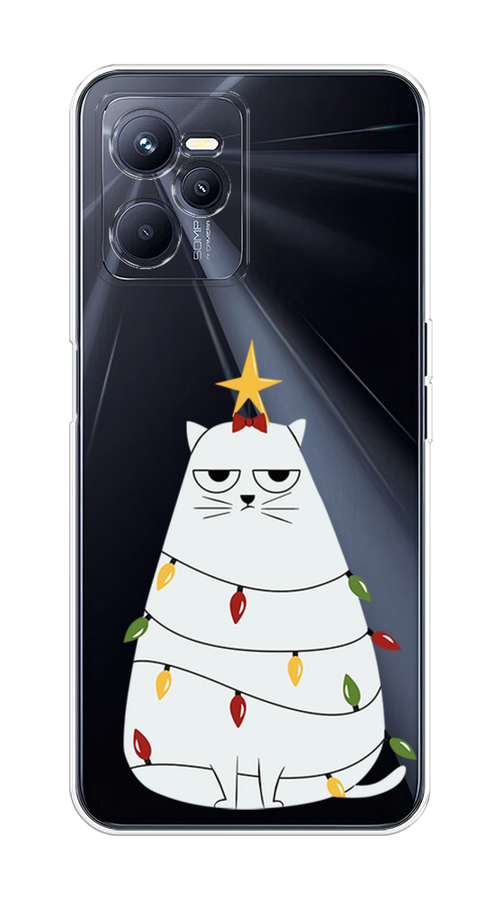 

Чехол на Realme C35 "Котик в гирлянде", Белый;красный;желтый, 259250-1