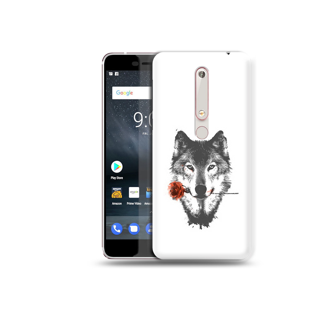 

Чехол MyPads Tocco для Nokia 6 волк с розой, Прозрачный, Tocco