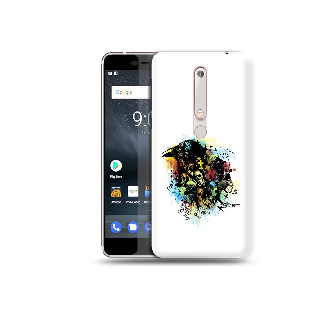 

Чехол MyPads Tocco для Nokia 6 ворон и черепа, Прозрачный, Tocco