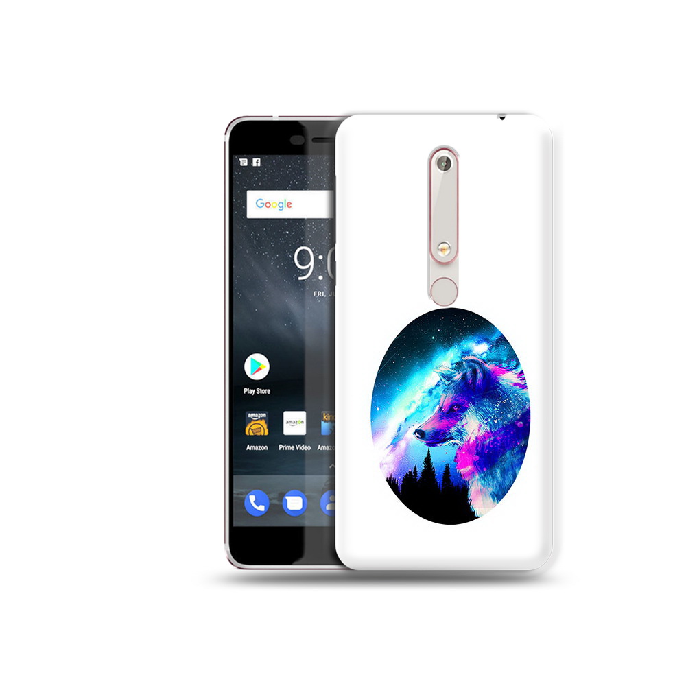 

Чехол MyPads Tocco для Nokia 6 голубой волк, Прозрачный, Tocco