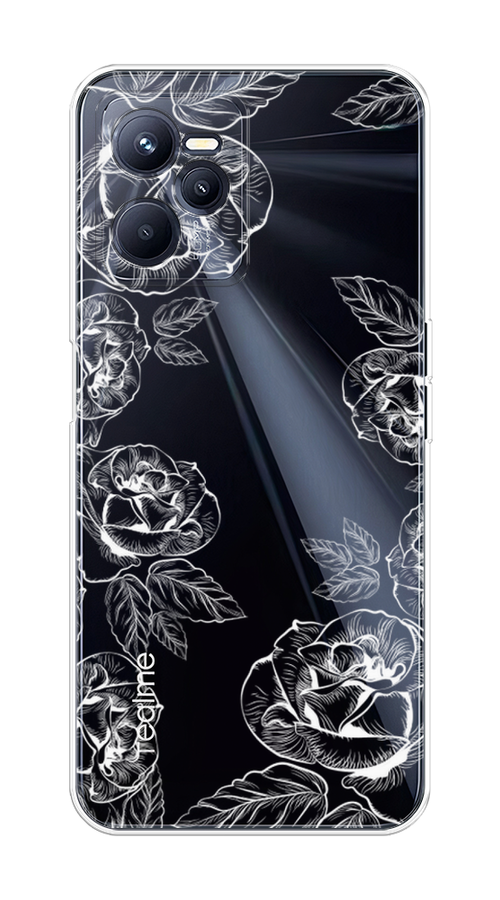 

Чехол на Realme C35 "Розы графика", Черный;серый, 259250-2