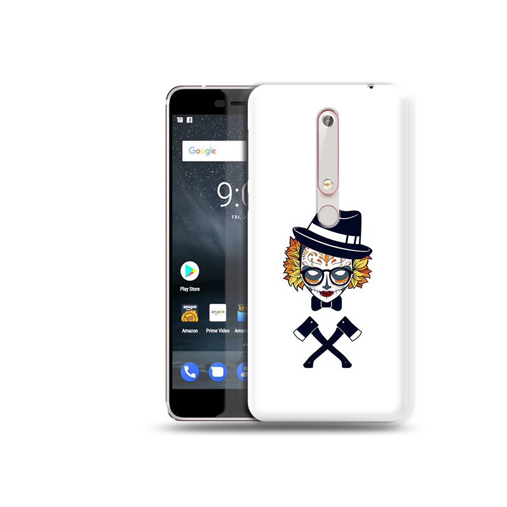

Чехол MyPads Tocco для Nokia 6 девушка в маске с топорами рисунок, Прозрачный, Tocco