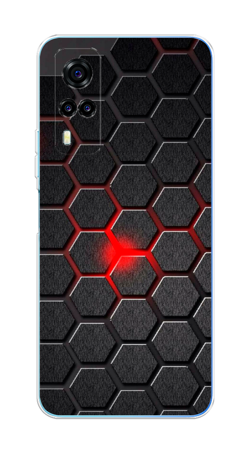 

Чехол на Vivo Y31 "Соты красные", Красный;черный;серый, 263750-3