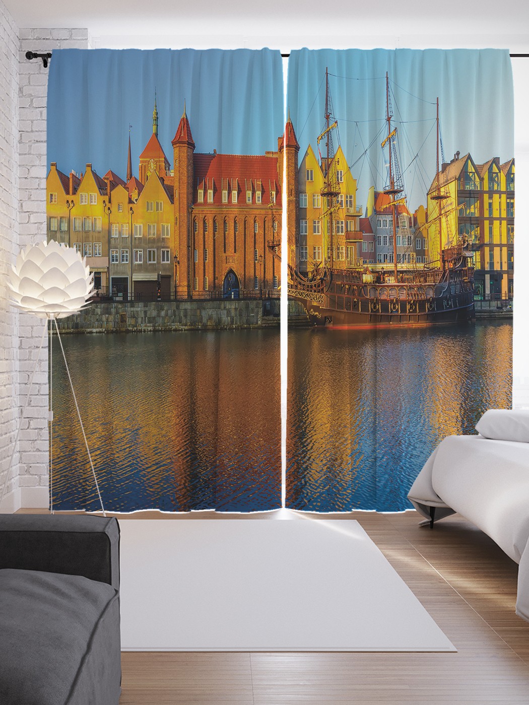 

Шторы с фотопечатью JoyArty "Утро в Гданьске" из сатена, 290х265 см, Утро в Гданьске