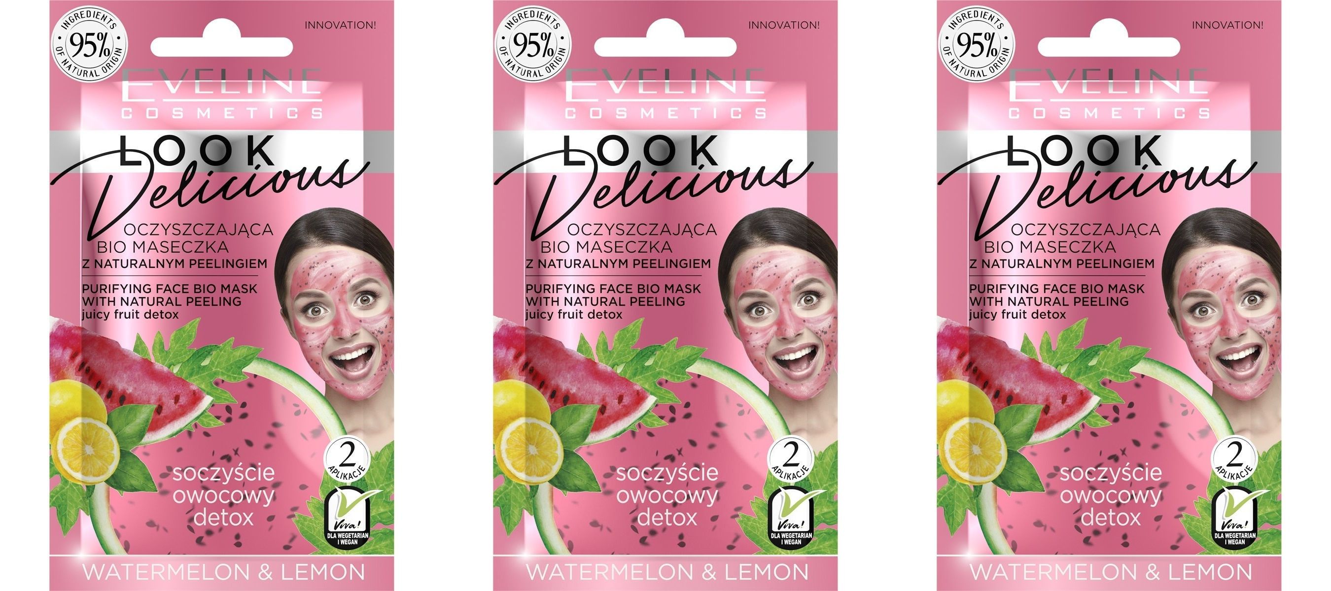 

Био-маска Eveline для лица Look Delicious Watermelon & Lemon, 10 мл, 3 шт