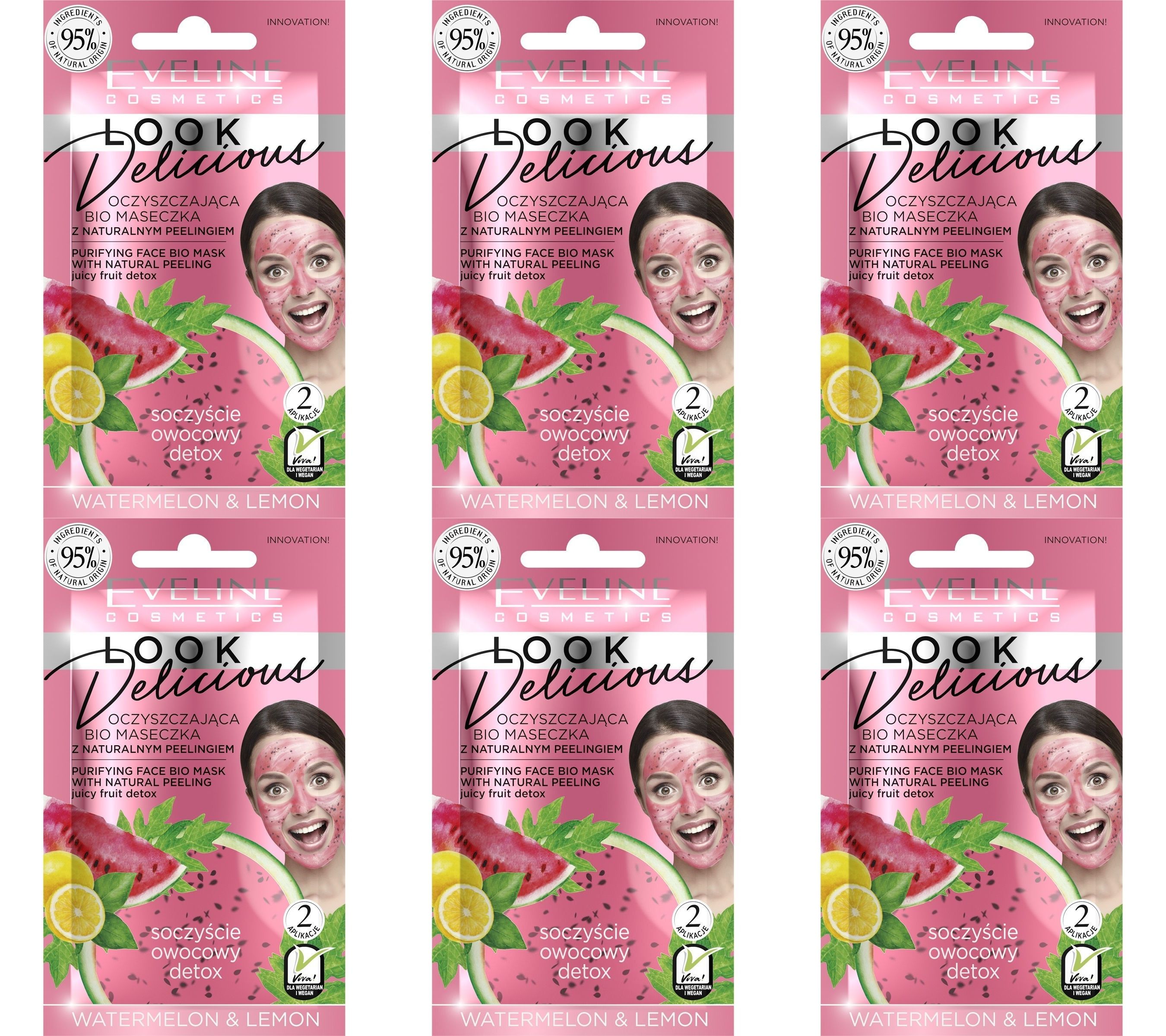 

Био-маска Eveline для лица Look Delicious Watermelon & Lemon, 10 мл, 6 шт