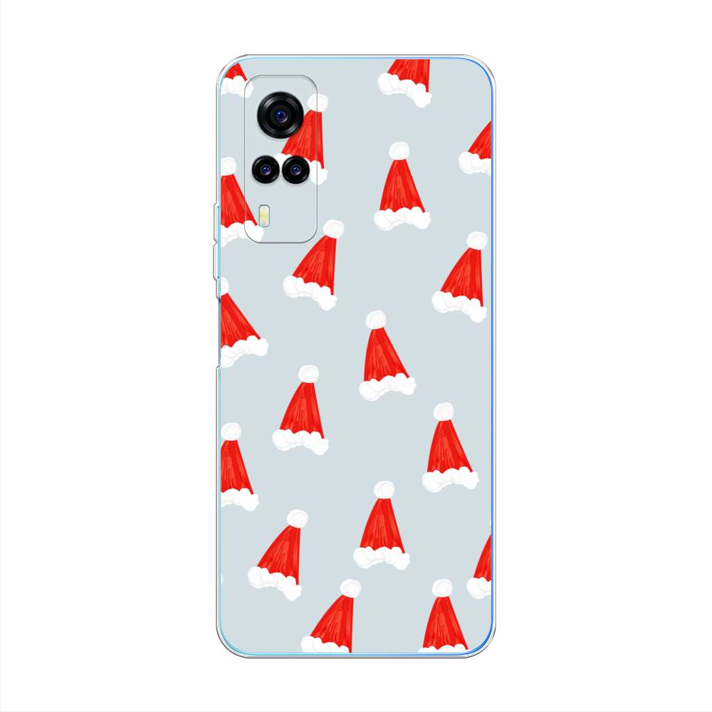 

Чехол на Vivo Y31 "Новогодние шапочки", Белый;красный;серый, 263750-5