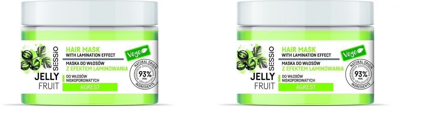 Ламинирующая маска Sessio Jelly Fruit для низкопористых волос с крыжовником 250 г 2 шт