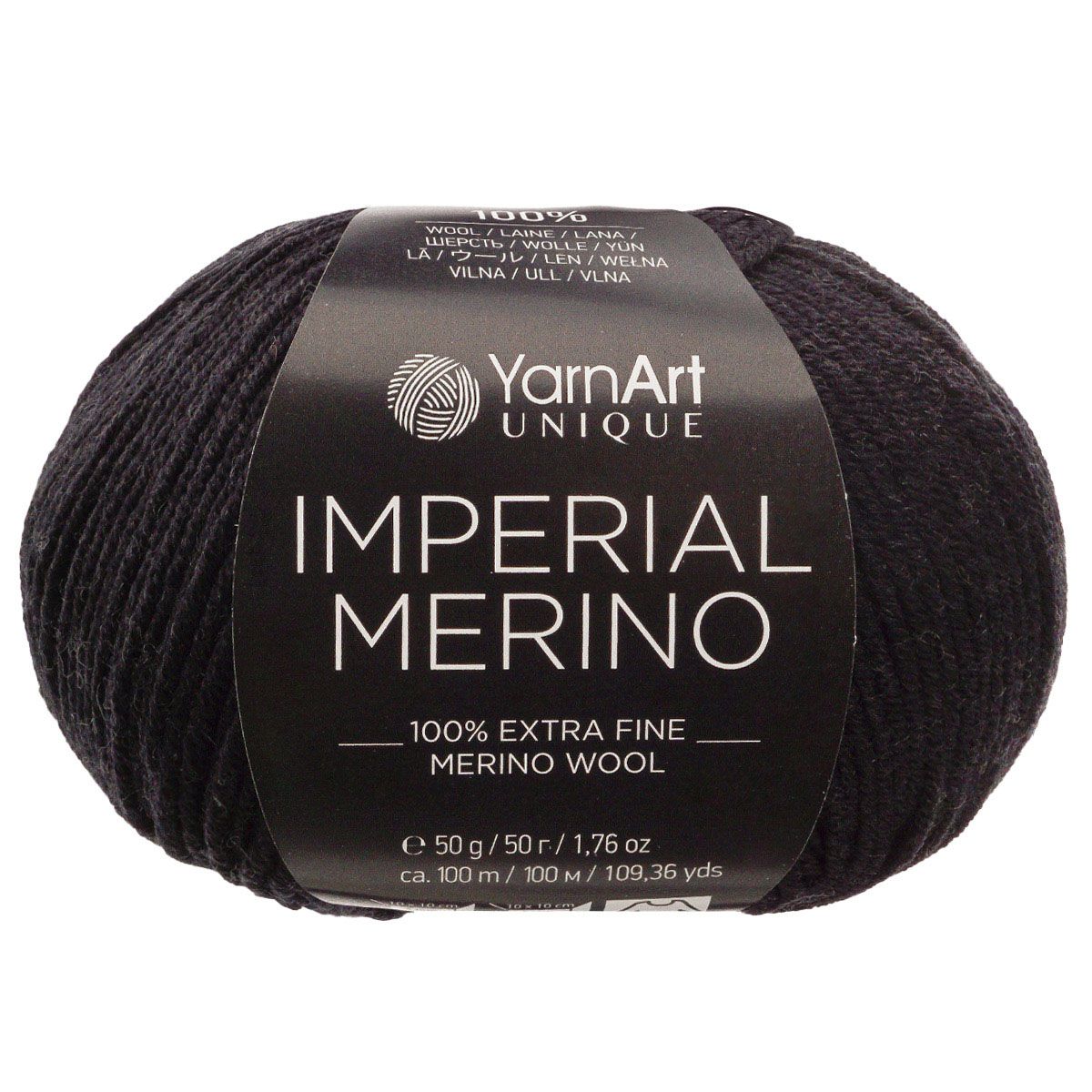 Пряжа YarnArt Imperial Merino 50гр 100м 100 тонкая шерсть 3301 черный 10 мотков 3719₽